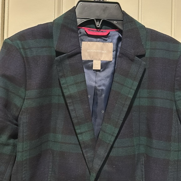Banana Republic plaid gingham tartan check blazer size 6- mint condition - Picture 2 of 4